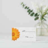 Gerbera Daisy Sinaasappel witte Place Card voor Ge Plaatskaartje (Staand voorkant)
