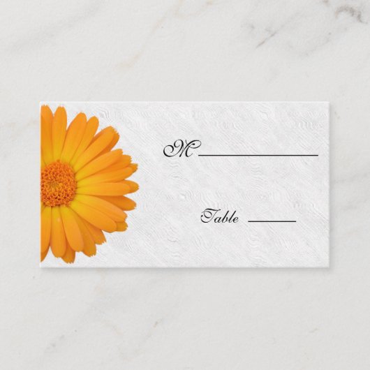 Gerbera Daisy Sinaasappel witte Place Card voor Ge Plaatskaartje (Voorkant)