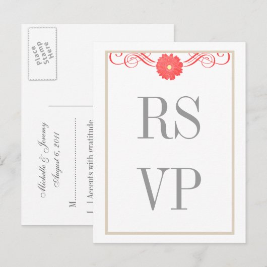 Gerbera Daisy Swirls Response Briefkaart (Voorkant / Achterkant)