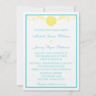 Gerbera Daisy Swirls Wedding Invite Kaart