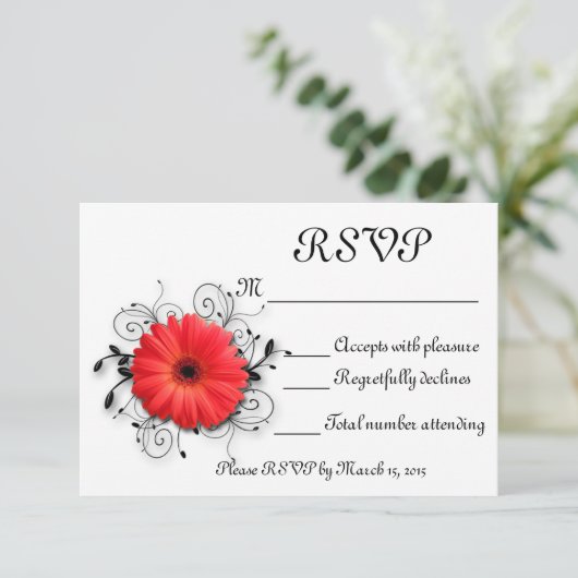 Gerbera Daisy Theme RSVP Kaartje (Staand voorkant)