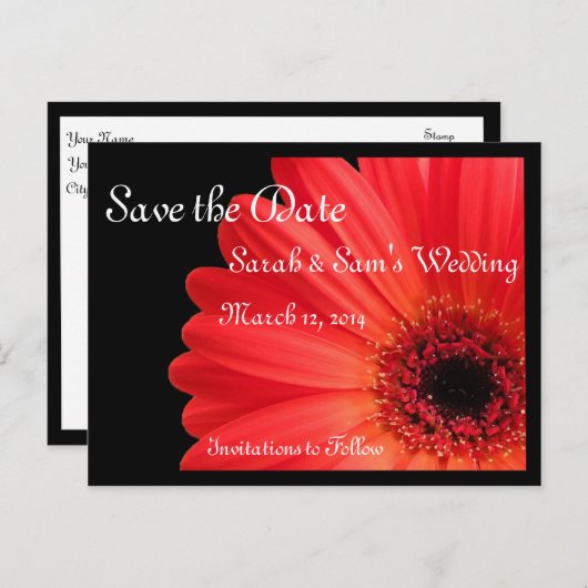 Gerbera Daisy Theme Save the Date Aankondigingskaart (Voorkant / Achterkant)