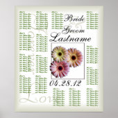 Gerbera Daisy Trio Wedding Guest Seating Chart Poster (Voorkant)