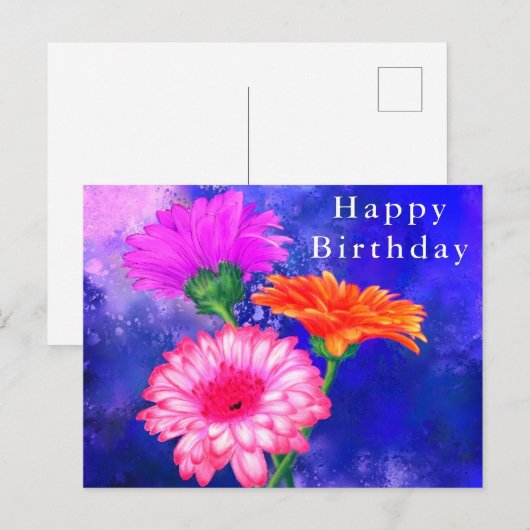 Gerbera Daisy Verjaardag Kaart (Voorkant / Achterkant)