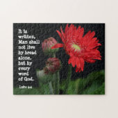 Gerbera Daisy w/ Scripture Verse (Luke 4:4) Legpuzzel (Horizontaal)