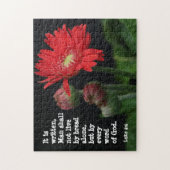 Gerbera Daisy w/ Scripture Verse (Luke 4:4) Legpuzzel (Verticaal)