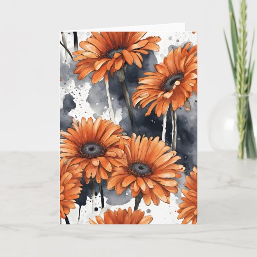 Gerbera Daisy - Watercolor bloemen Kaart (Voorkant)
