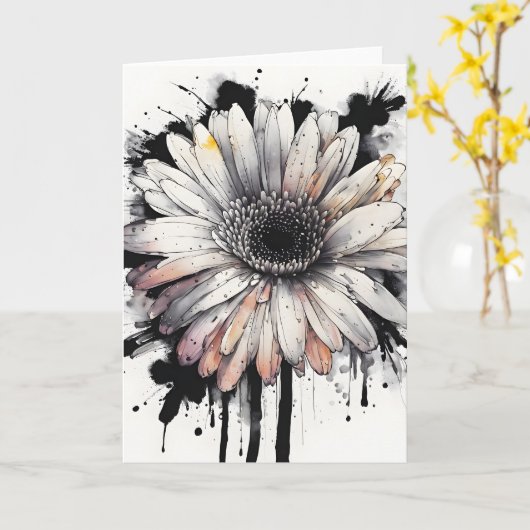Gerbera daisy - Watercolor flowers Kaart (Gele Bloem)