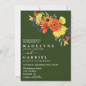 Gerbera Daisy Wedding Bouquet Floral Invitation Kaart (Voorkant)
