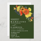 Gerbera Daisy Wedding Bouquet Floral Invitation Kaart (Voorkant / Achterkant)