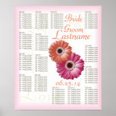 Gerbera Daisy Wedding Guest Seating Chart Poster (Voorkant)