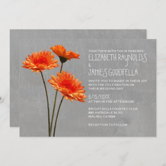 Gerbera Daisy Wedding Invitations Kaart (Voorkant / Achterkant)