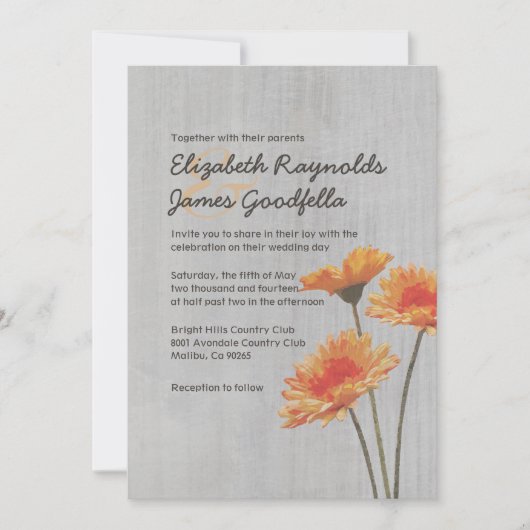  Gerbera Daisy Wedding Invitations Kaart (Voorkant)