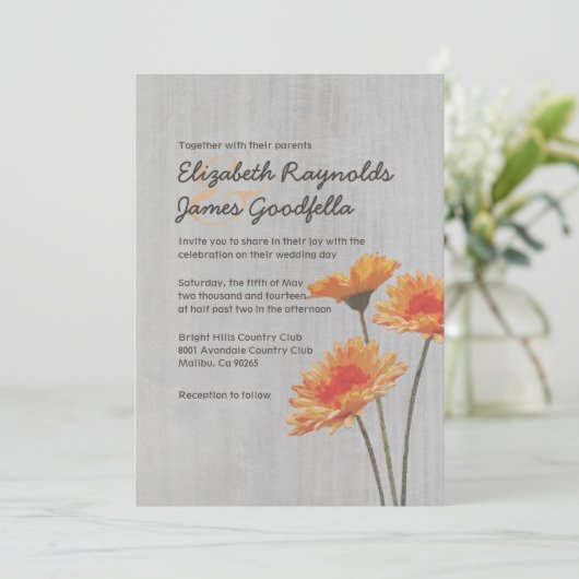  Gerbera Daisy Wedding Invitations Kaart (Staand voorkant)