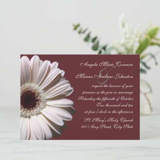 Gerbera Daisy Wedding Kaart (Staand voorkant)