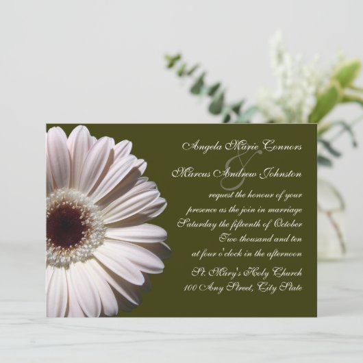 Gerbera Daisy Wedding Kaart (Staand voorkant)