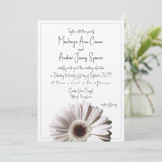 Gerbera Daisy Wedding Kaart (Staand voorkant)