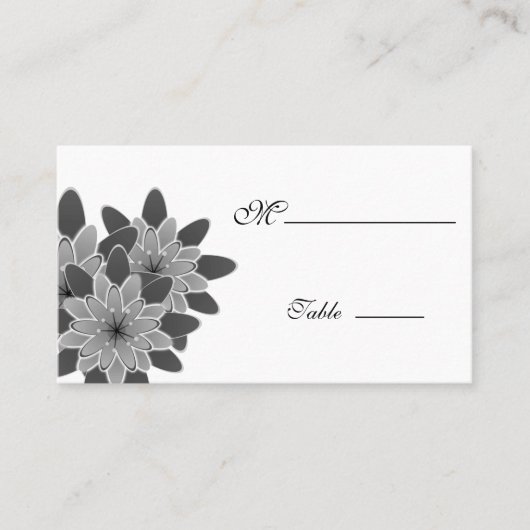 Gerbera Daisy Zwart wit Place Card voor Gelegenhei Plaatskaartje (Voorkant)