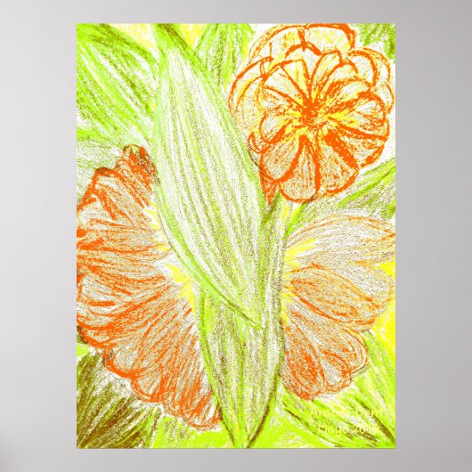 Gerbera en Aspidistra elatior Poster (Voorkant)
