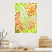 Gerbera en Aspidistra elatior Poster (Keuken)