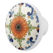 Gerbera Flower Mediterranean Blue Cream Keramische Knop (Rechts)