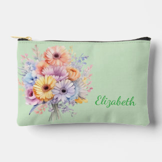 Gerbera flowers add name green etui