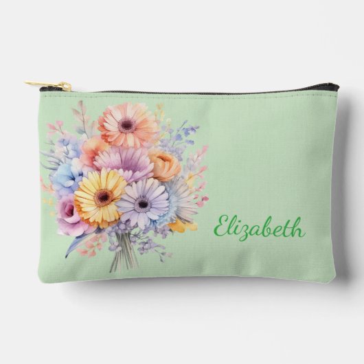 Gerbera flowers add name green etui (Voorkant)