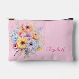 Gerbera flowers add name pink etui