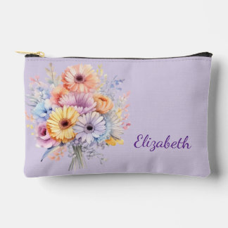 Gerbera flowers add name purple etui