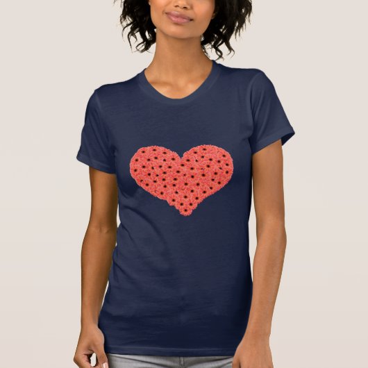 Gerbera Flowers Heart Blue T-Shirt (Voorkant)