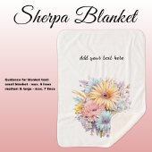 Gerbera flowers personalized text white black sherpa deken
