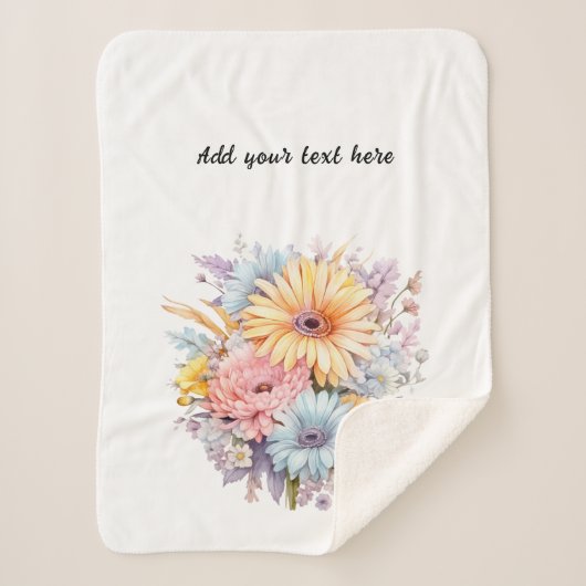 Gerbera flowers personalized text white black sherpa deken (Voorkant)