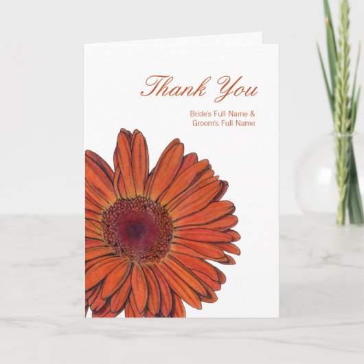 Gerbera Huwelijks Dankkaart Bedankkaart (Voorkant)