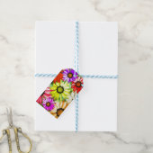Gerbera kleurige bloem cadeaulabel (Met Touw)