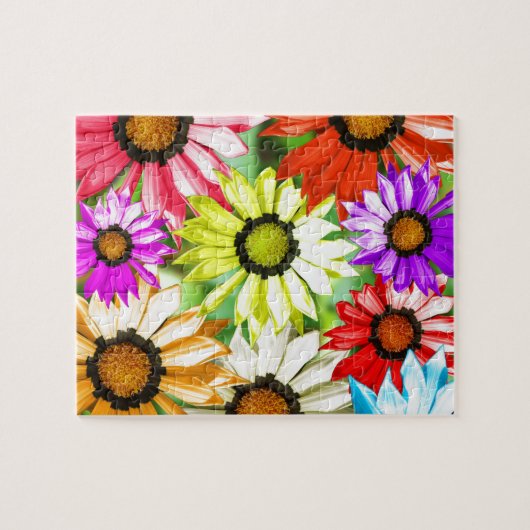 Gerbera kleurige bloem legpuzzel (Horizontaal)