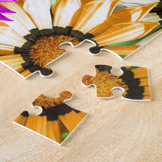 Gerbera kleurige bloem legpuzzel (Zijkant)