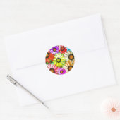 Gerbera kleurige bloem ronde sticker (Envelop)