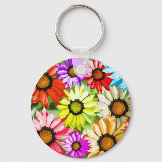 Gerbera kleurige bloem sleutelhanger (Voorkant)
