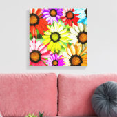 Gerbera kleurige bloemen canvas afdruk (Insitu (Woonkamer))