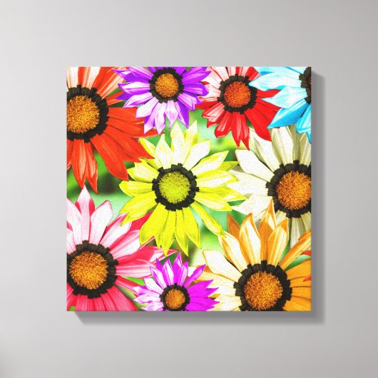 Gerbera kleurige bloemen canvas afdruk (Voorkant)