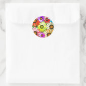 Gerbera kleurige bloemen ronde sticker (Tas)