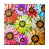 Gerbera kleurige bloemen tegeltje (Voorkant)