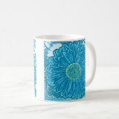 Gerbera Madelief Blokprint - zee blauw Koffiemok (Voorkant rechts)