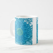 Gerbera Madelief Blokprint - zee blauw Koffiemok (Voorkant links)