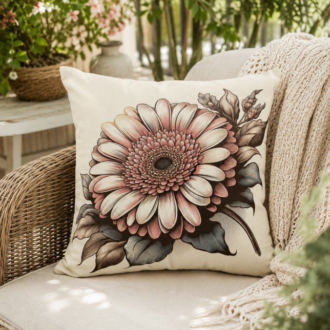 Gerbera Madelief Kussen voor Tuin Geïnspireerd Com (Gerbera Daisy Pillow for Garden-Inspired Comfort)