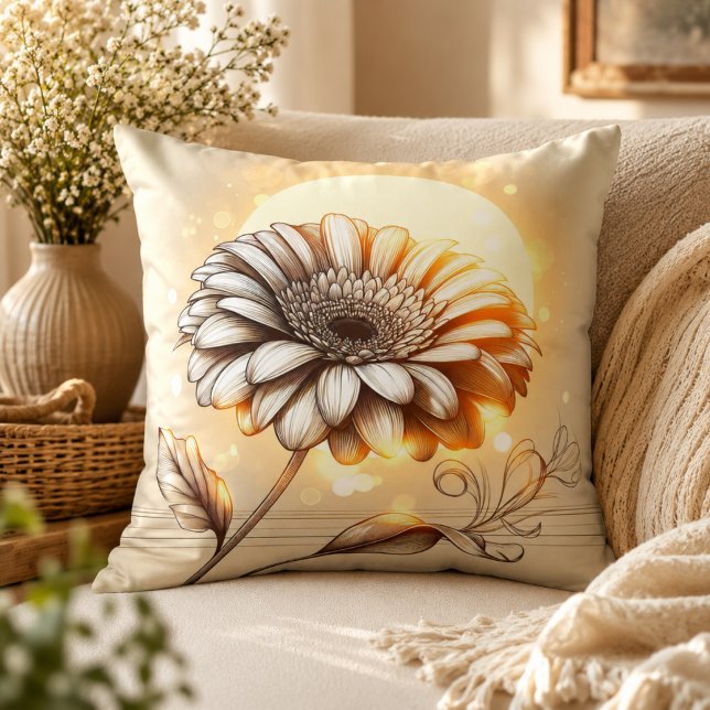 Gerbera Madelief Kussen voor Tuin Geïnspireerd Com (Gerbera Daisy Pillow for Garden-Inspired Comfort)
