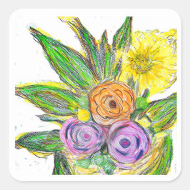 Gerbera Madelief Vierkante Sticker