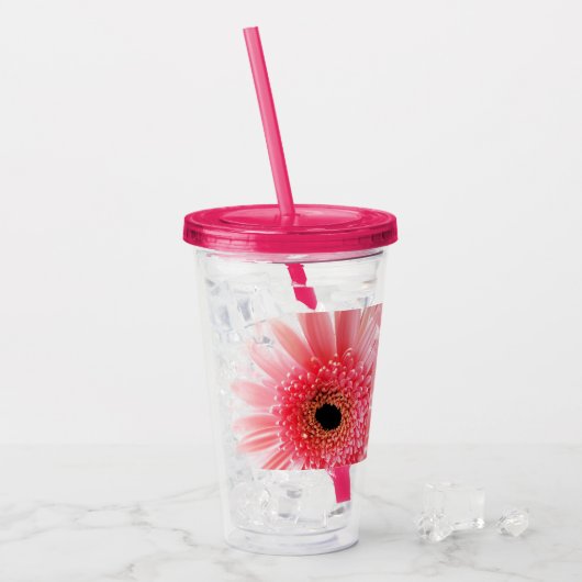 Gerbera Madeliefje Acryl Drinkbeker (Voorkant ijs)