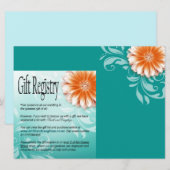 Gerbera Madeliefje Oranje Aqua Cadeau Registratie Kaart (Voorkant / Achterkant)