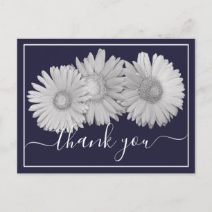 Gerbera Madeliefjes Navy Achtergrond Bedankt Briefkaart
